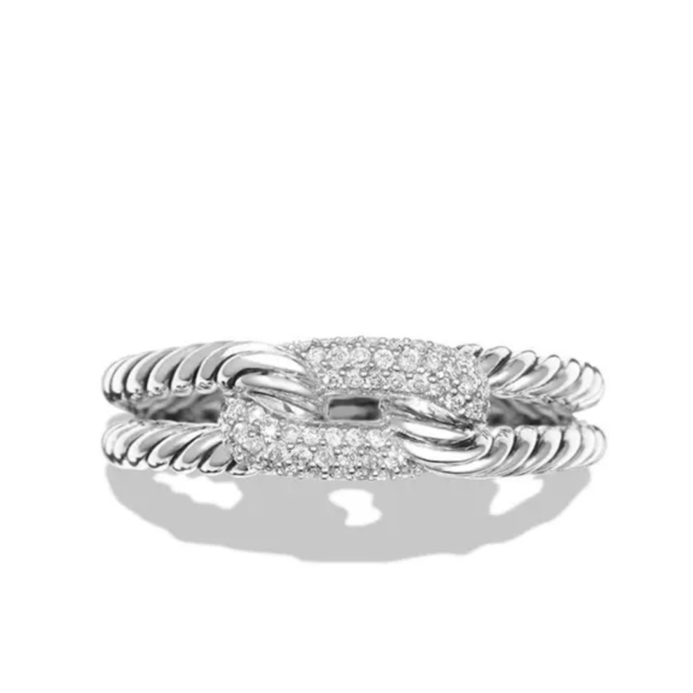 Petite Pave Loop Ring with White Diamonds